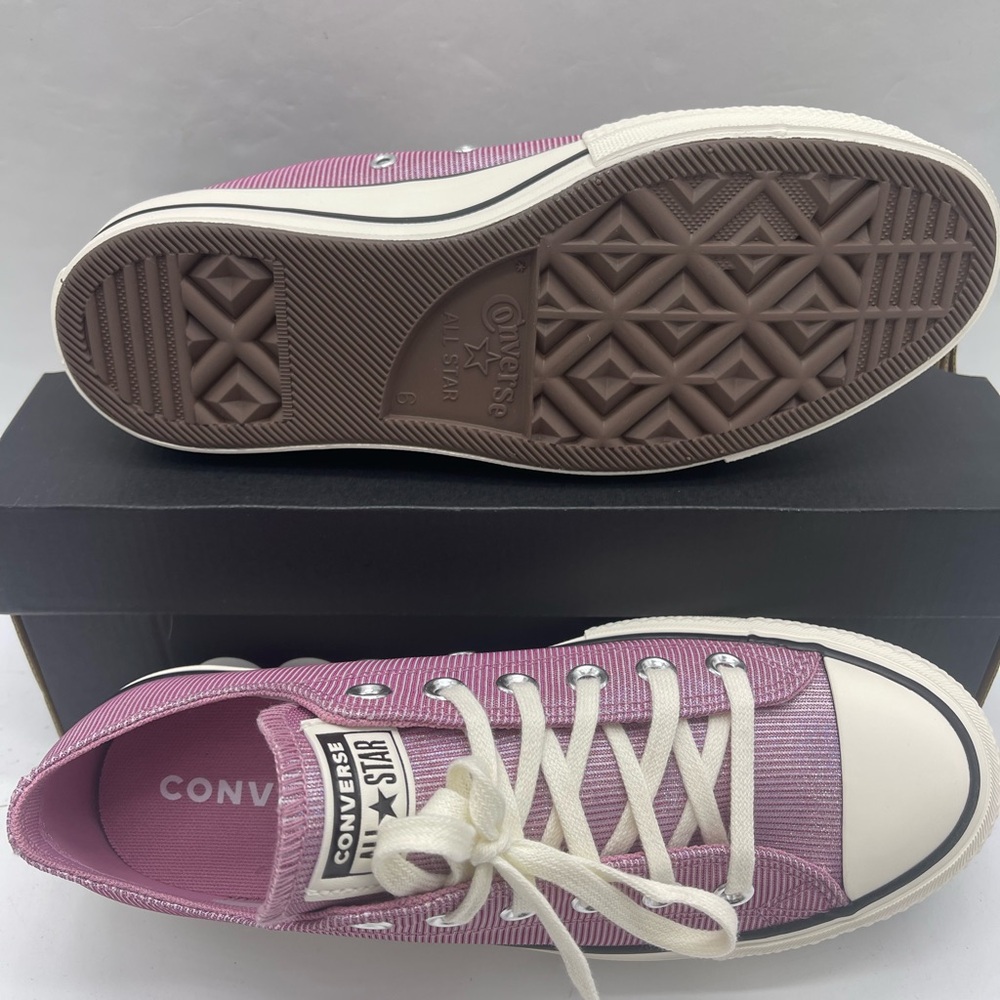 Converse WMNS Chuck Taylor All Star Lift Ox Platform Sparkle Low Top Sneakers - Picture 3 of 16